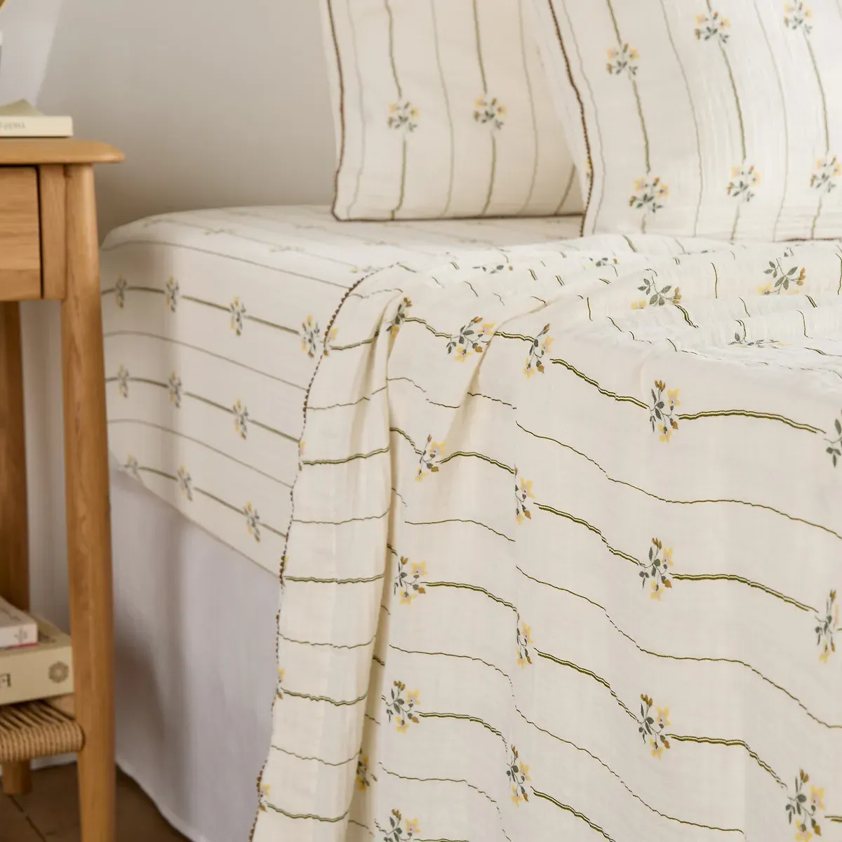 Risetti Floral Print Flat Sheet - Cotton Muslin product