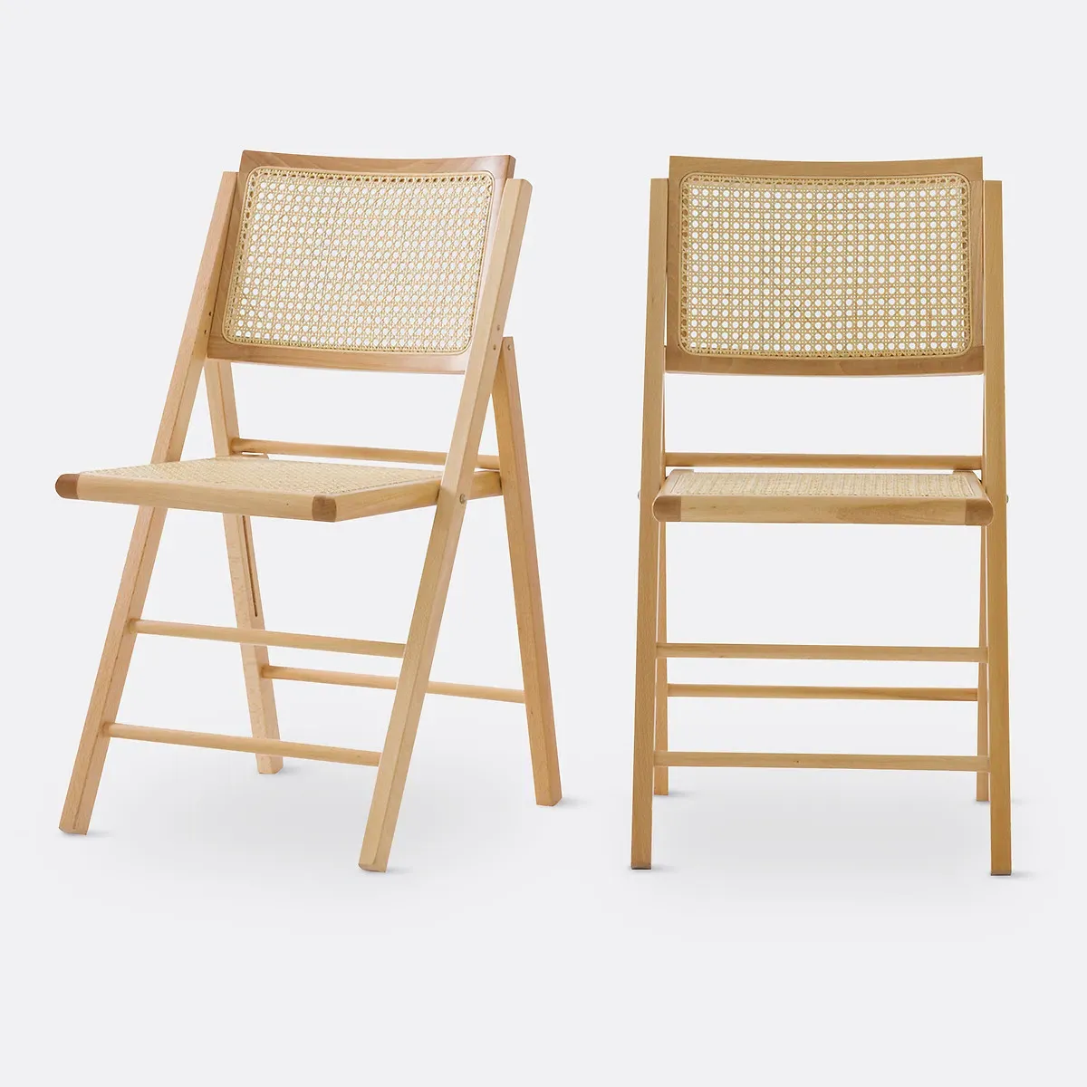 Rivia Set of 2 Folding Chairs - Natural, Beech & Cane product