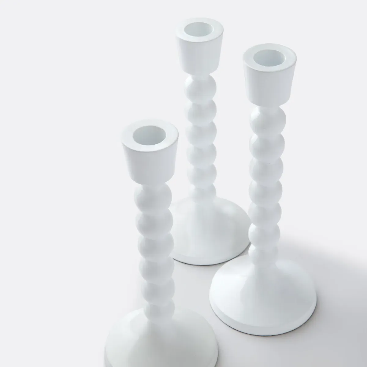 Riya Set of 3 Candlesticks - White, Aluminium alternate view