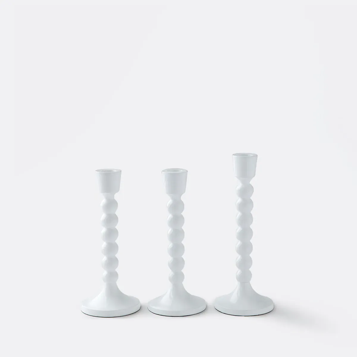 Riya Set of 3 Candlesticks - White, Aluminium product