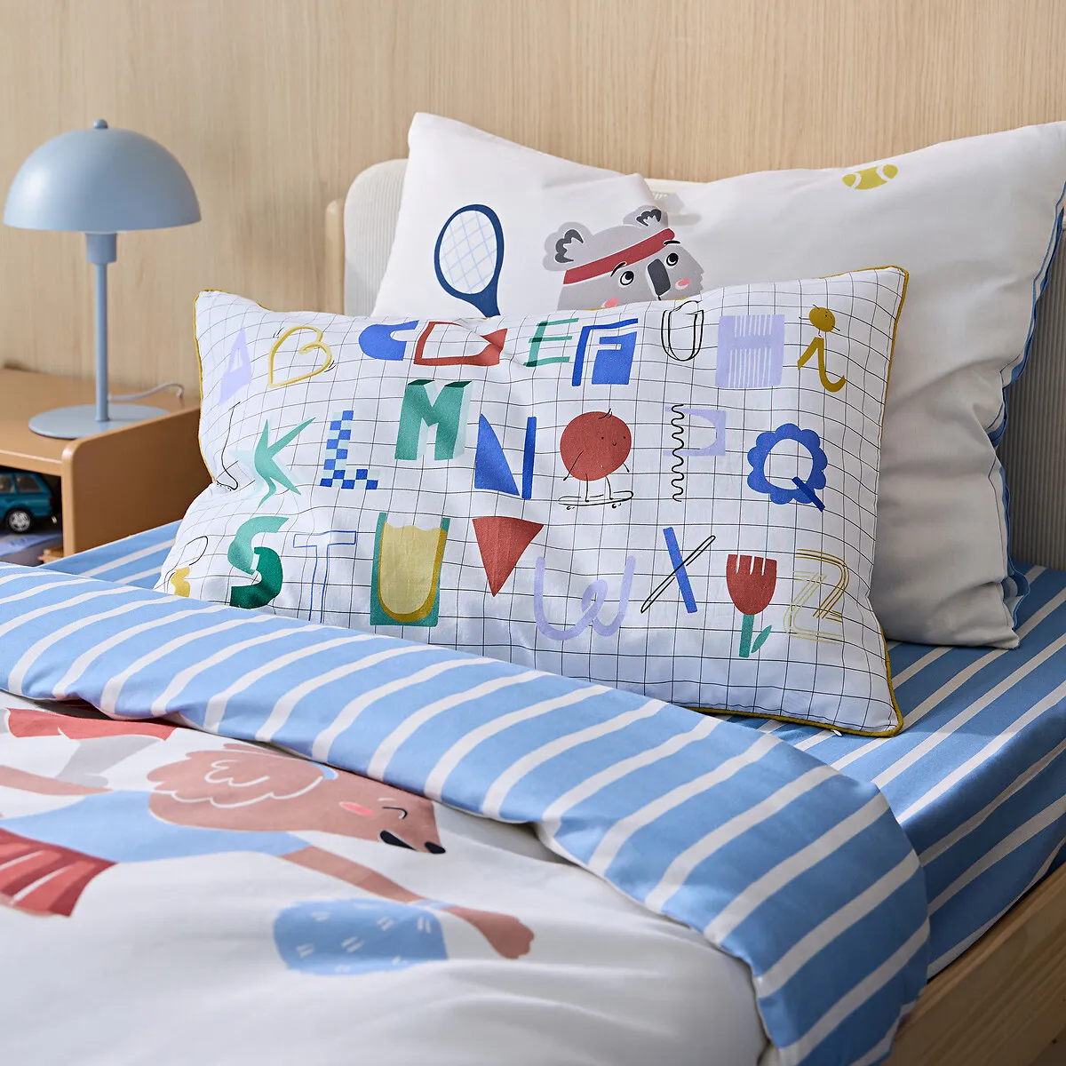 Roman Alphabet Print Cushion Cover - Multi-Coloured, Cotton alternate view