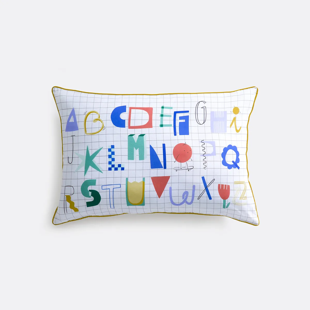 Roman Alphabet Print Cushion Cover - Multi-Coloured, Cotton product