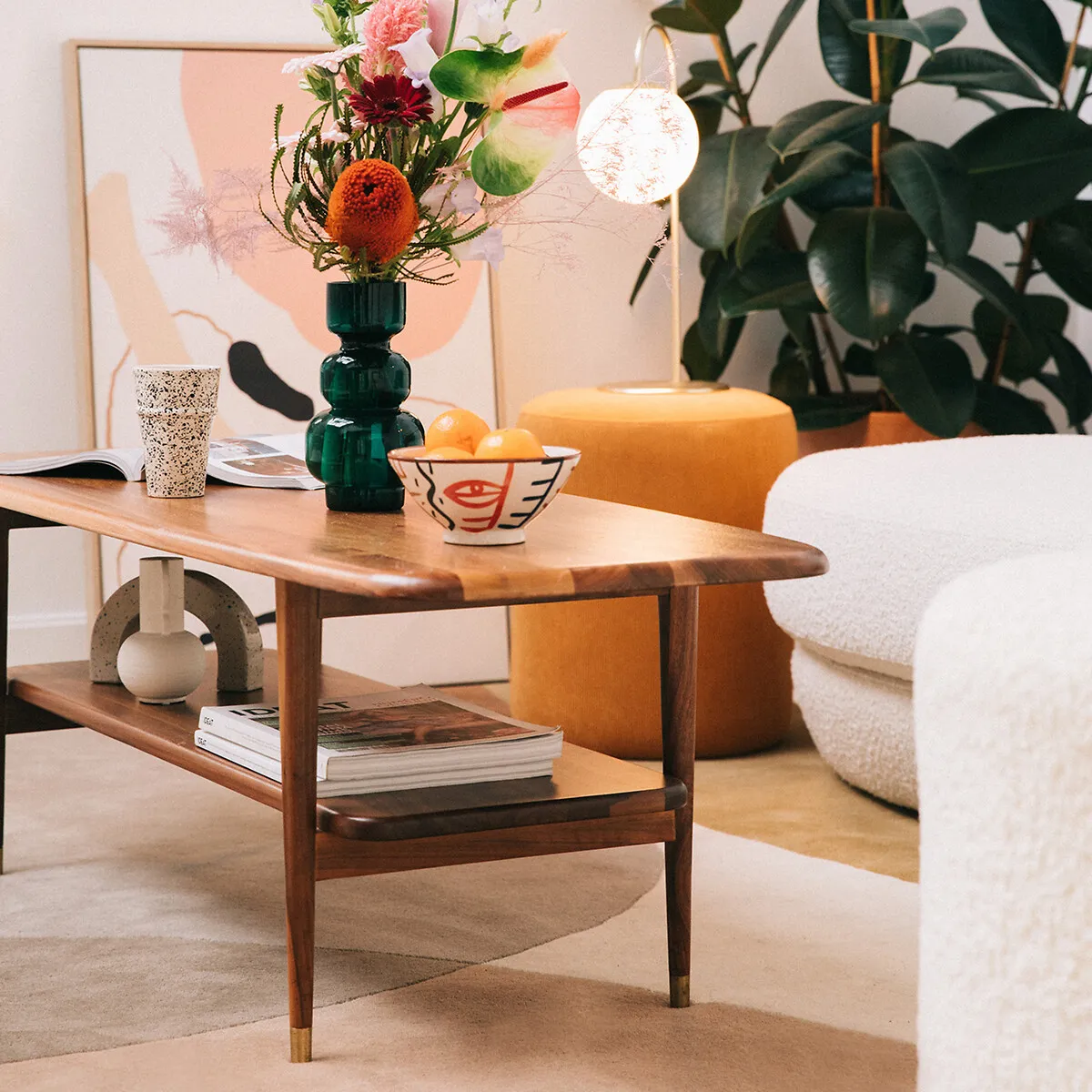 Ronda Coffee Table with Double Shelf - Walnut Veneer alternate view