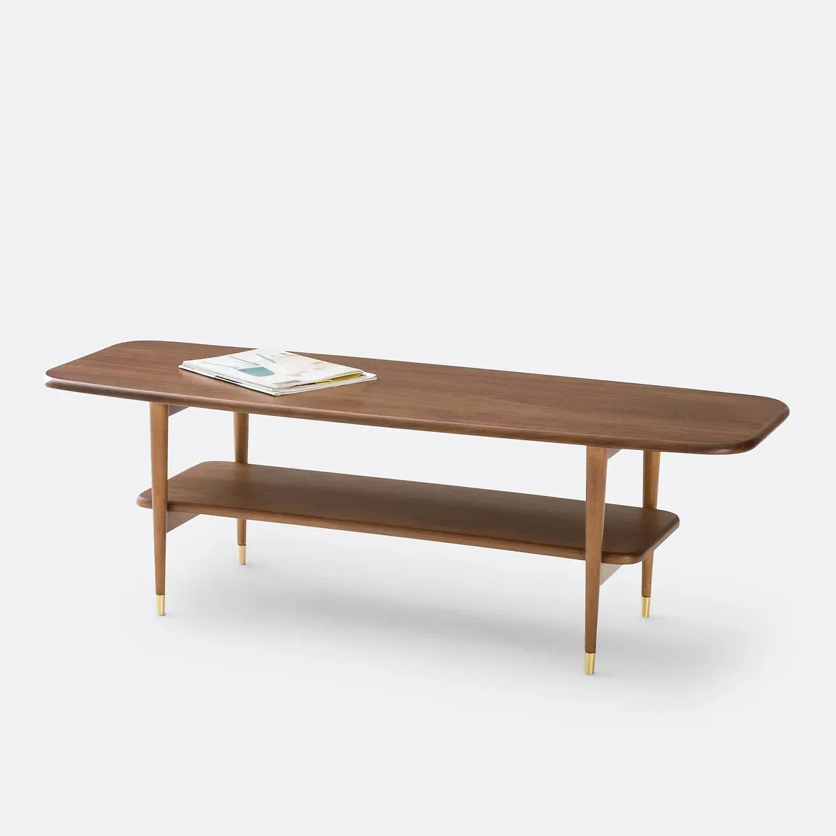 Ronda Coffee Table with Double Shelf - Walnut Veneer product