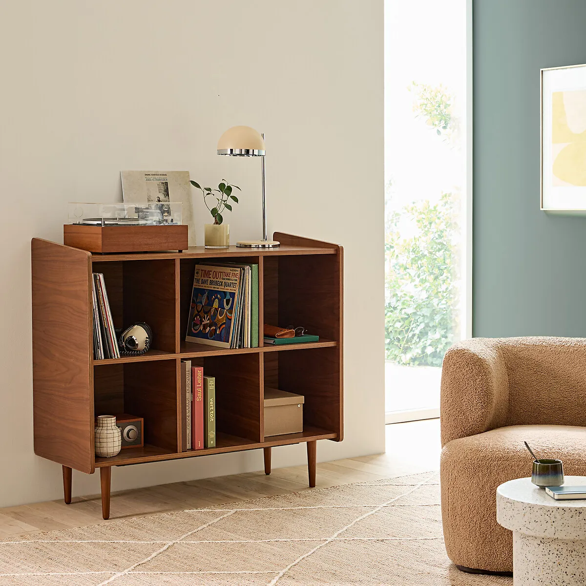 Ronda Vinyl Cabinet with Storage - Walnut, MDF alternate view
