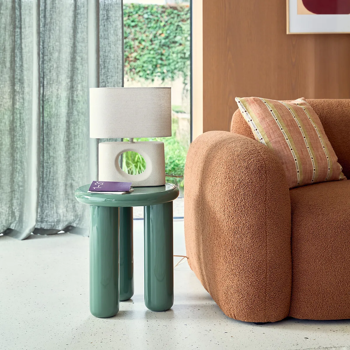 Ronio Tripod Side Table - Green, Lacquered MDF alternate view