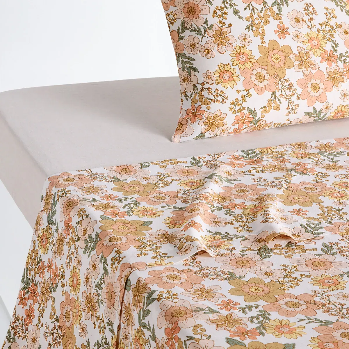 Rosemary Floral Flat Sheet - Cotton & Washed Linen product
