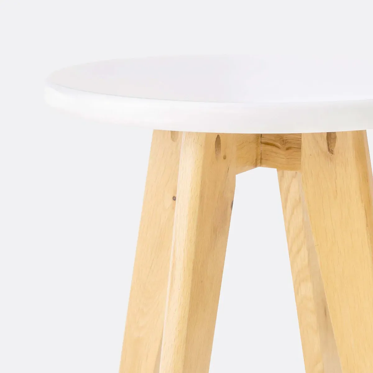 Sabil Round Stool - White, Oak alternate view