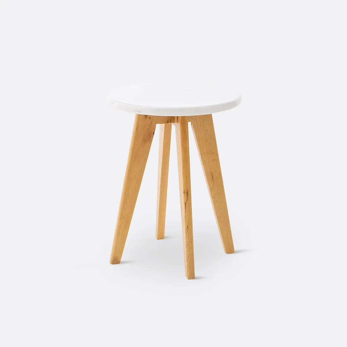 Sabil Round Stool - White, Oak product
