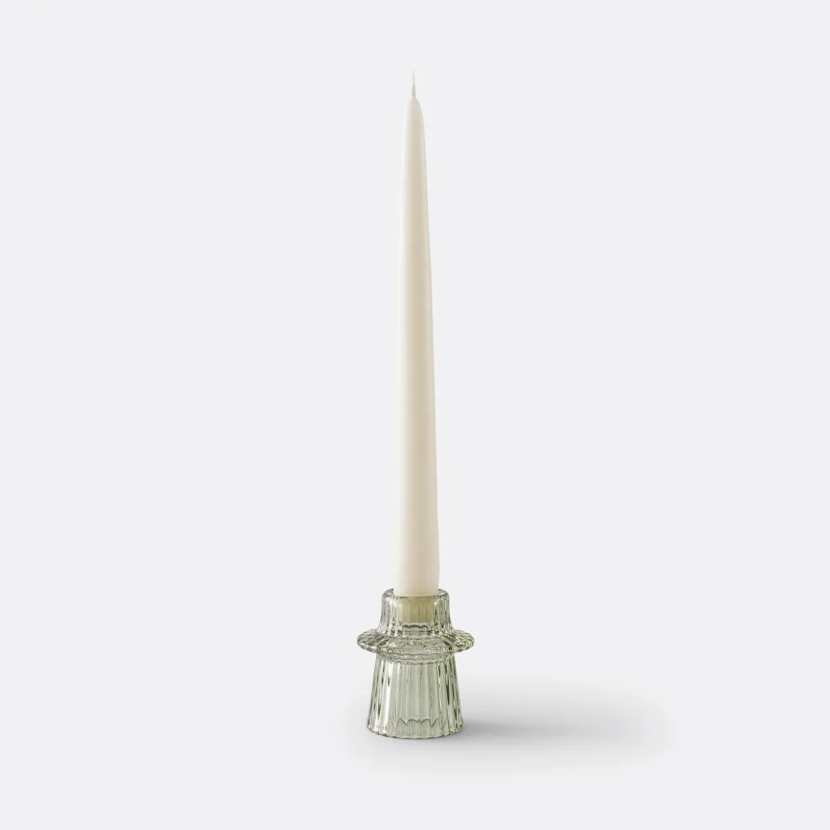 Sabri Small Candlestick - Green, Ribbed Glass product