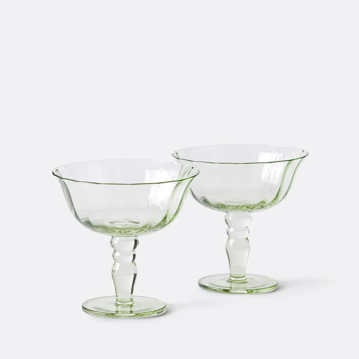 Sabria Set of 2 Champagne Glasses - Green, Glass product