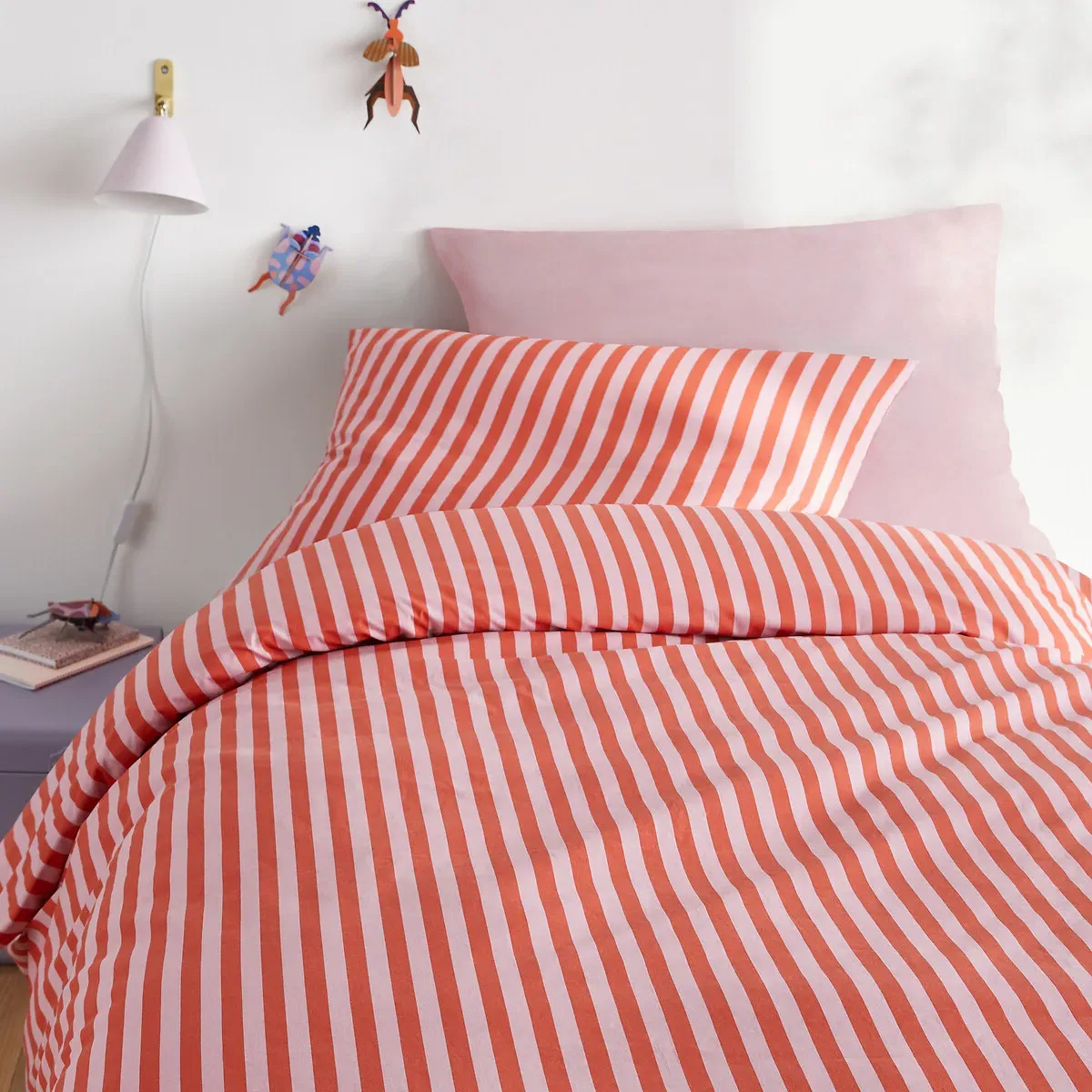 Sacha Duvet Cover Set with Rectangular Pillowcase - Pink Striped, Cotton product