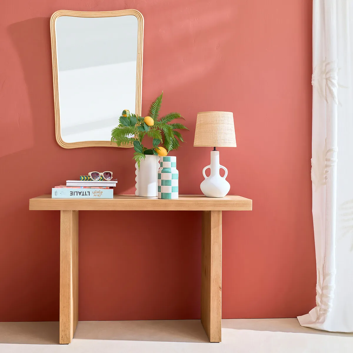 Sakhara Organic Shape Wall Mirror - Natural, Rattan alternate view