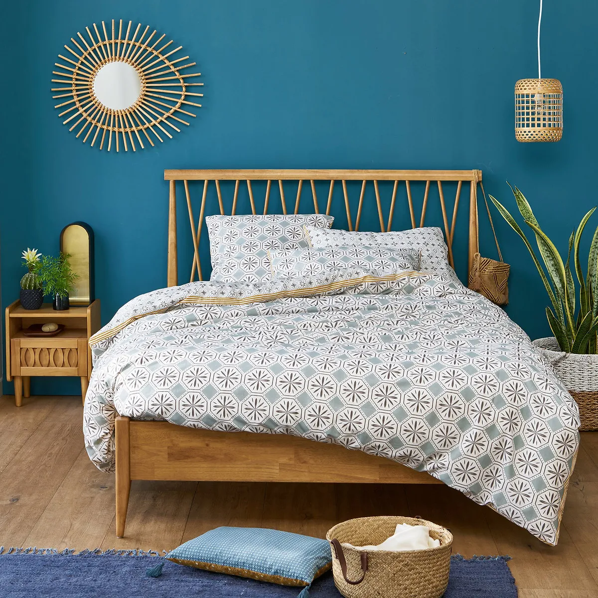 Salernes Tiled Duvet Cover - Grey Print, Cotton product