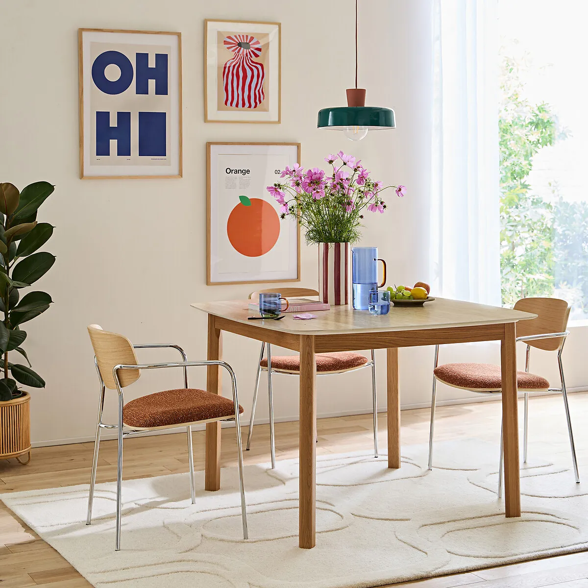 Saraune 4-Seater Dining Table - Grey, Ceramic and Oak alternate view