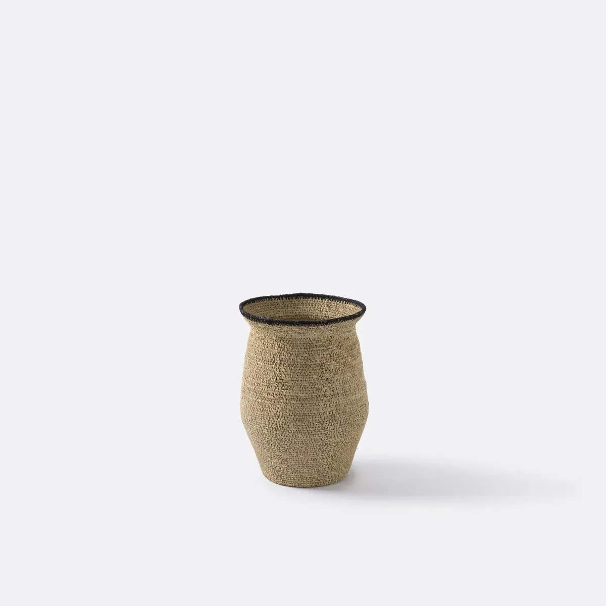 Saski Woven Straw Basket H25cm - Natural, Black product