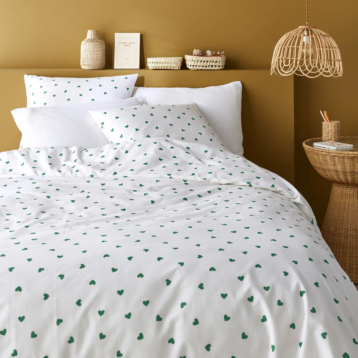 Scacco Duvet Cover Set with Pillowcase - Green, Cotton product