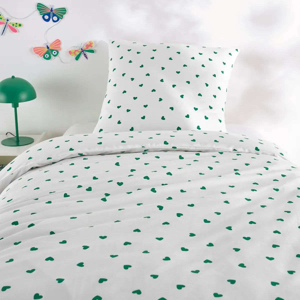 Scacco Duvet Cover Set with Square Pillowcase - Green, Cotton product