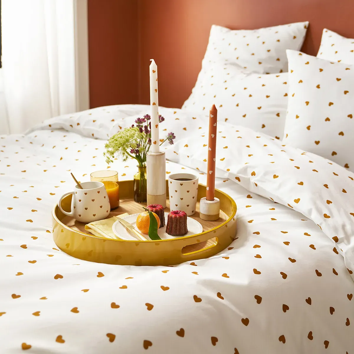 Scacco Heart Print Cups Set of 2 - Caramel, Ceramic alternate view