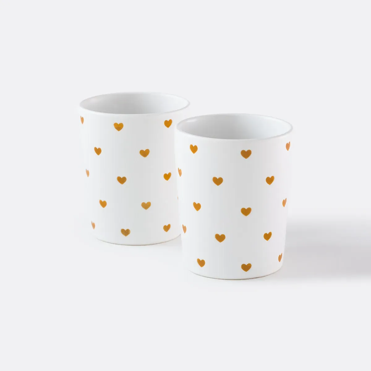 Scacco Heart Print Cups Set of 2 - Caramel, Ceramic product