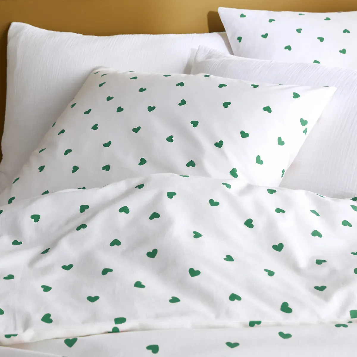 Scacco Pillowcase - White, Green, Recycled Cotton alternate view