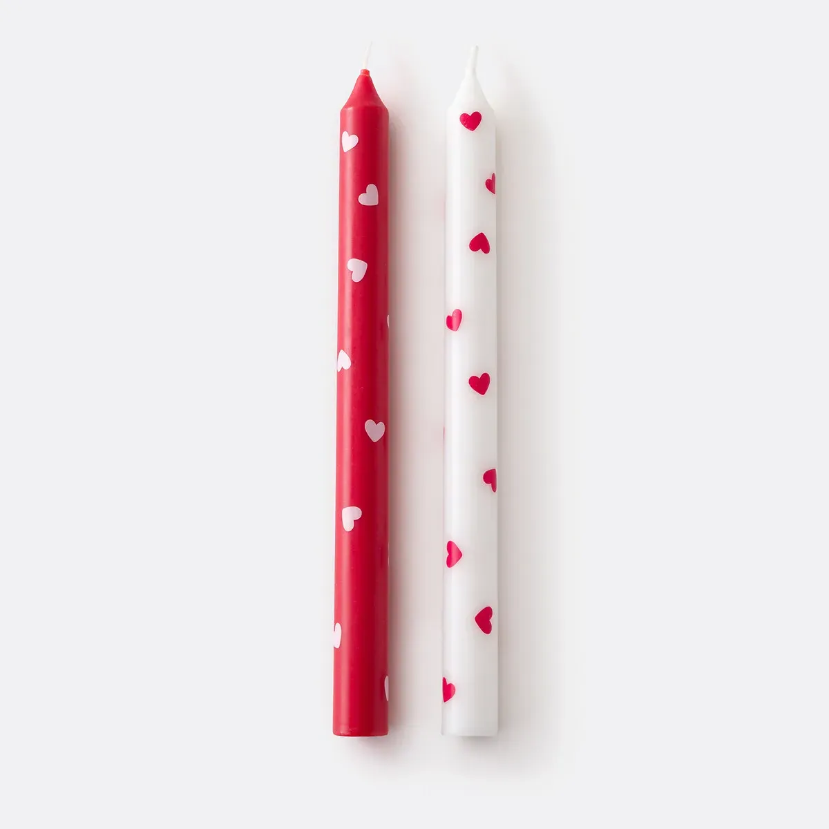 Scacco Set of 2 Heart Print Candles - Red, White product