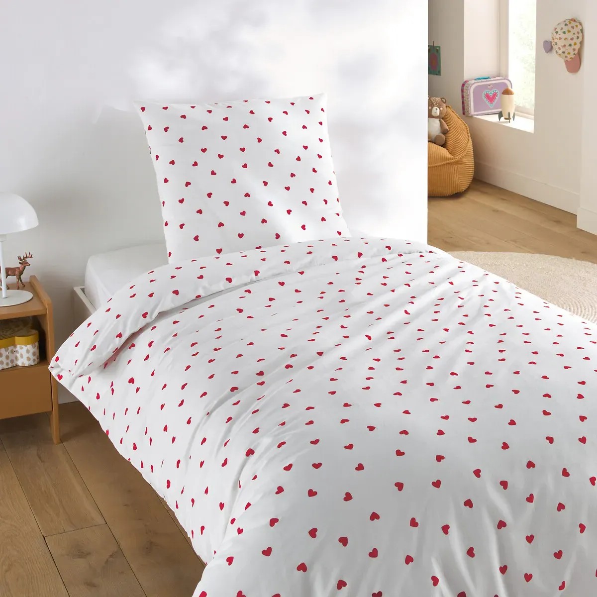 Scacco Single Duvet Cover Set - Heart Print, Recycled Cotton alternate view