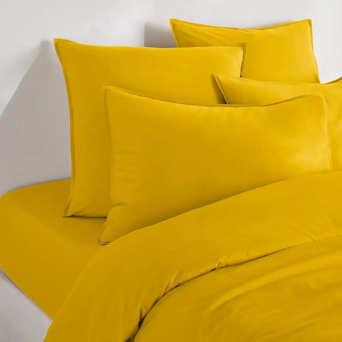 Scenario 30cm Washed Cotton Fitted Sheet - Sunflower Yellow alternate view