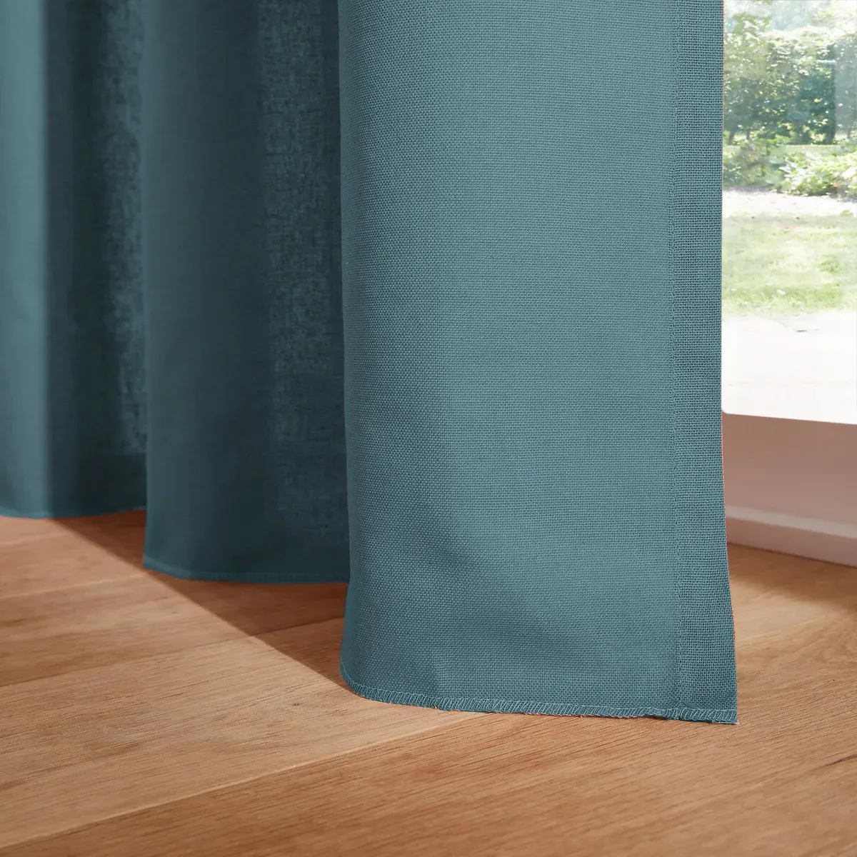 Scenario Cotton Curtain with Pencil Pleat and Wave - Teal Green alternate view