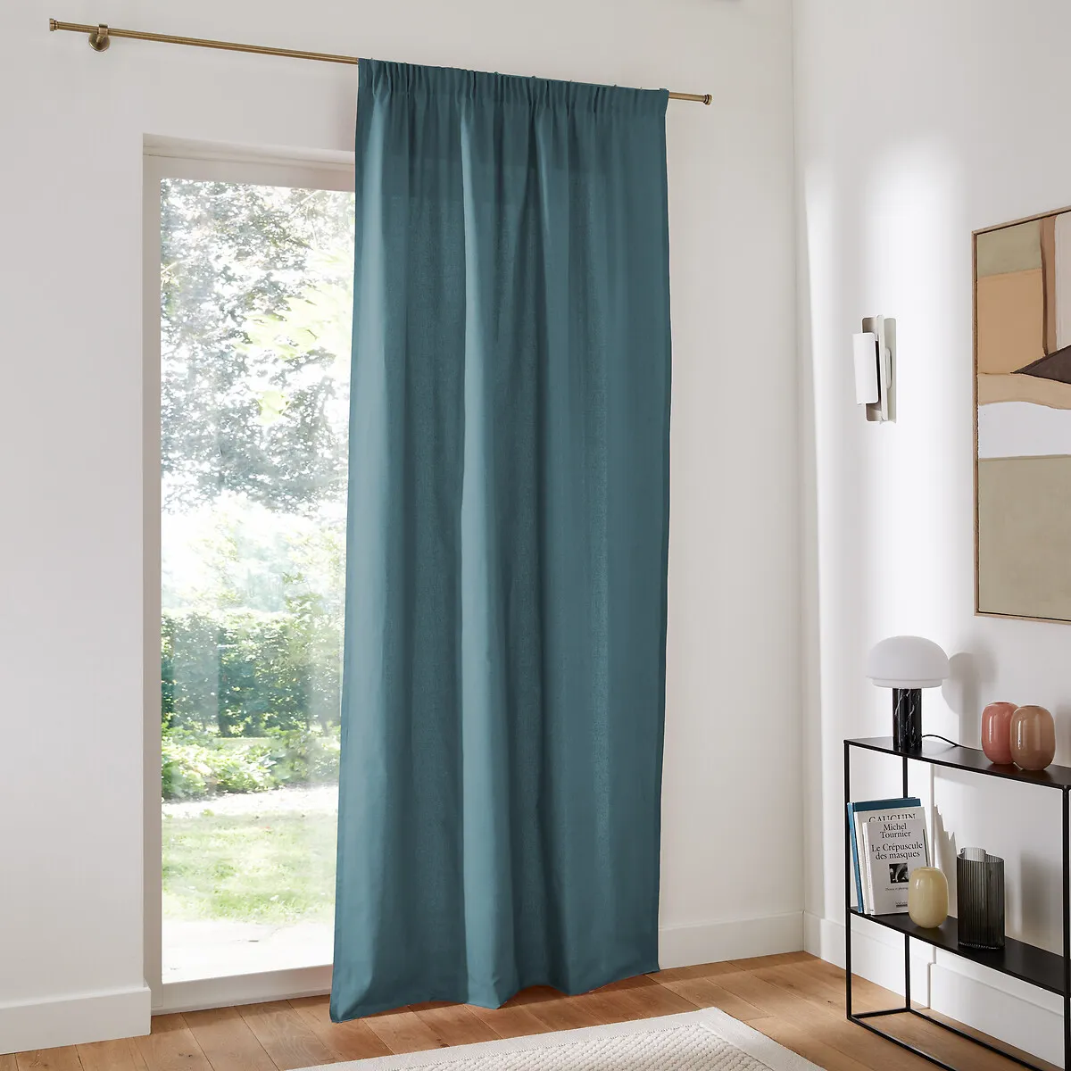 Scenario Cotton Curtain with Pencil Pleat and Wave - Teal Green product