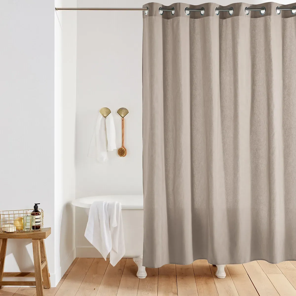 Scenario Plain Shower Curtain - Beige, Polyester-Cotton product