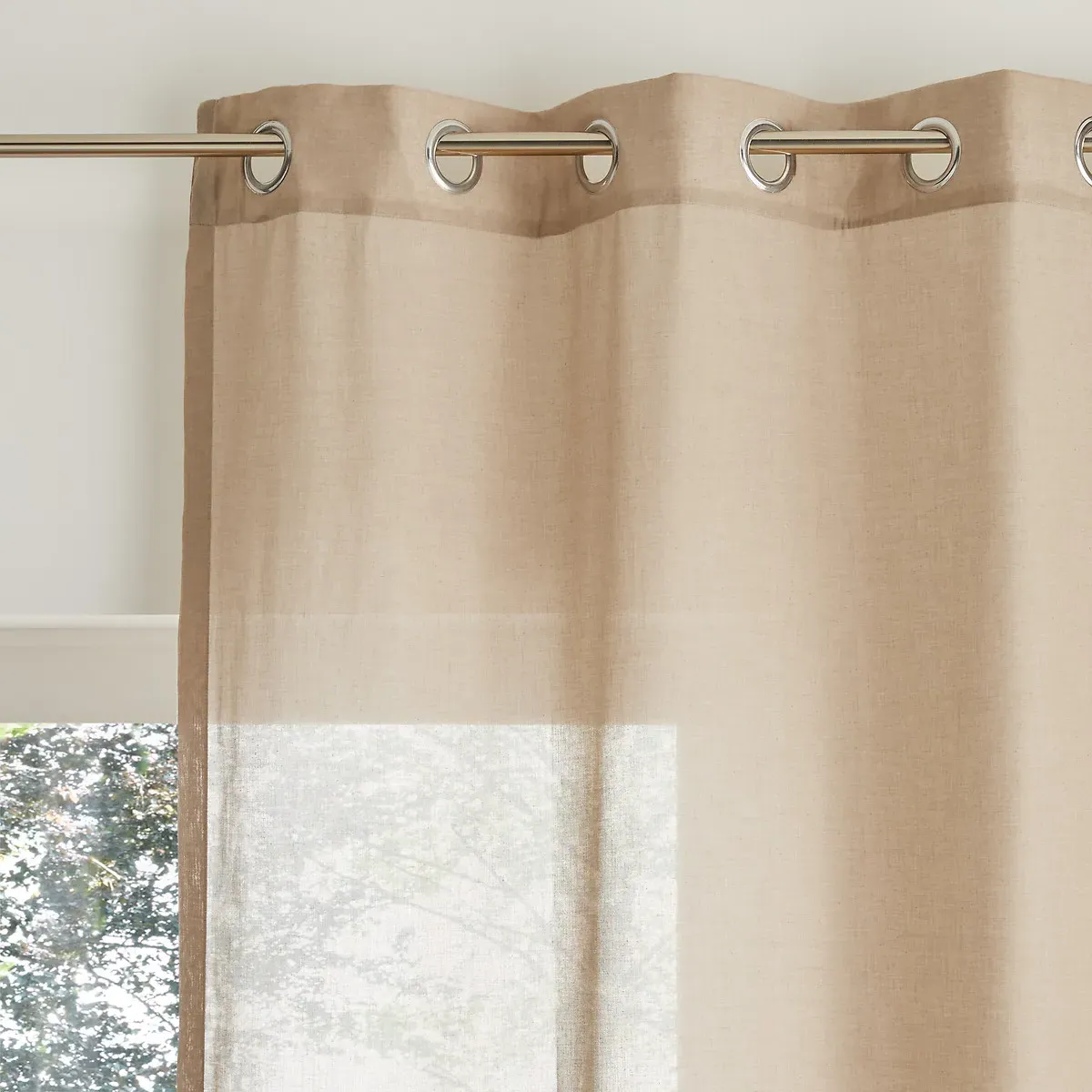 Scenario Sheer Eyelet Panel Curtain - Natural, Polyester Cotton alternate view