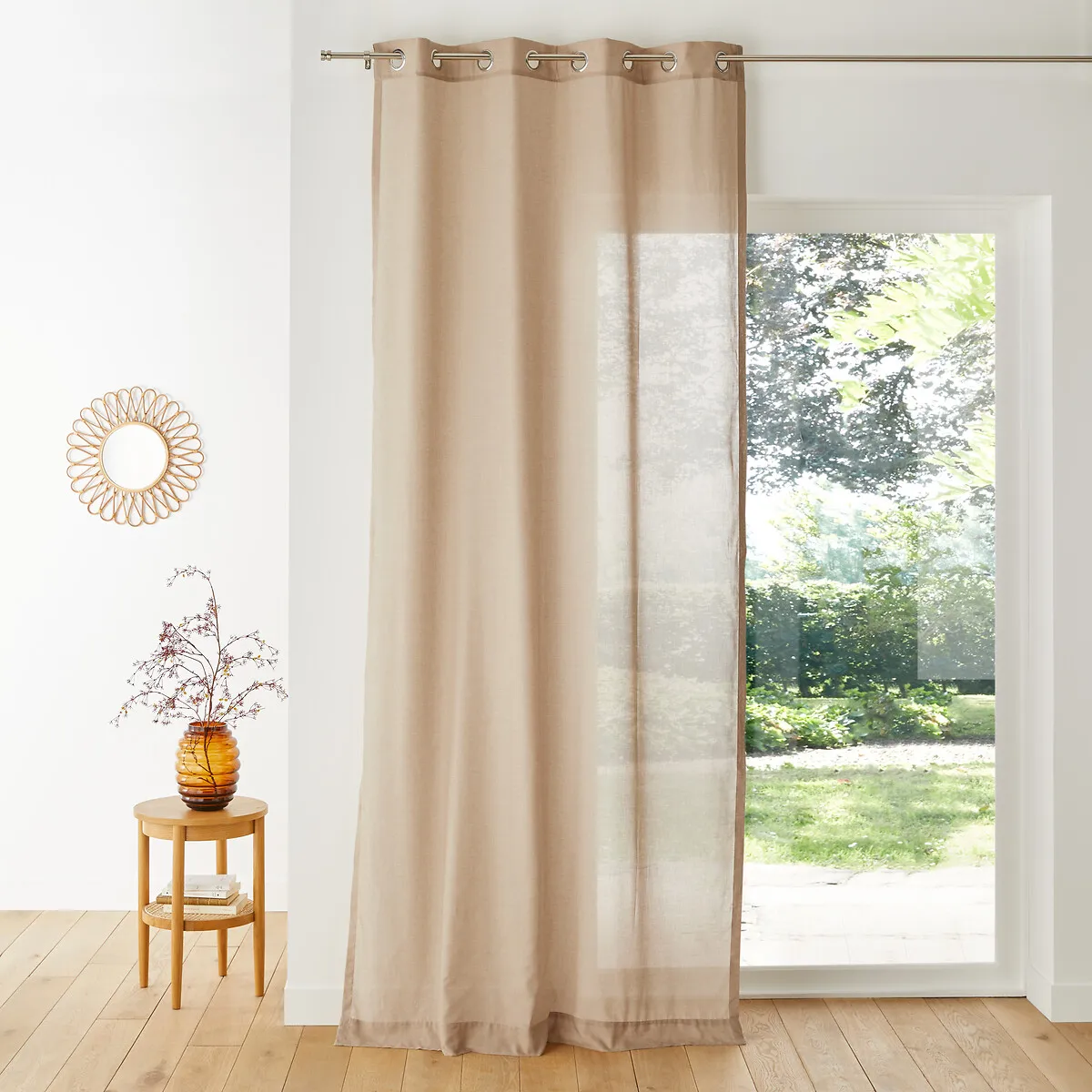 Scenario Sheer Eyelet Panel Curtain - Natural, Polyester Cotton product