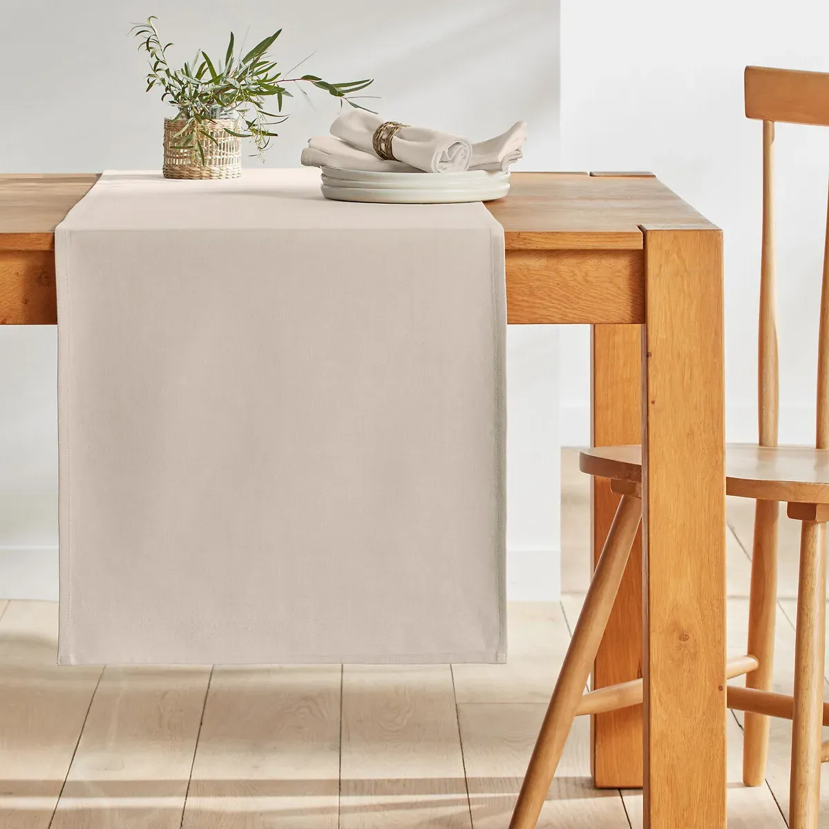 Scenario Stain-Resistant Table Runner - Natural, Cotton product