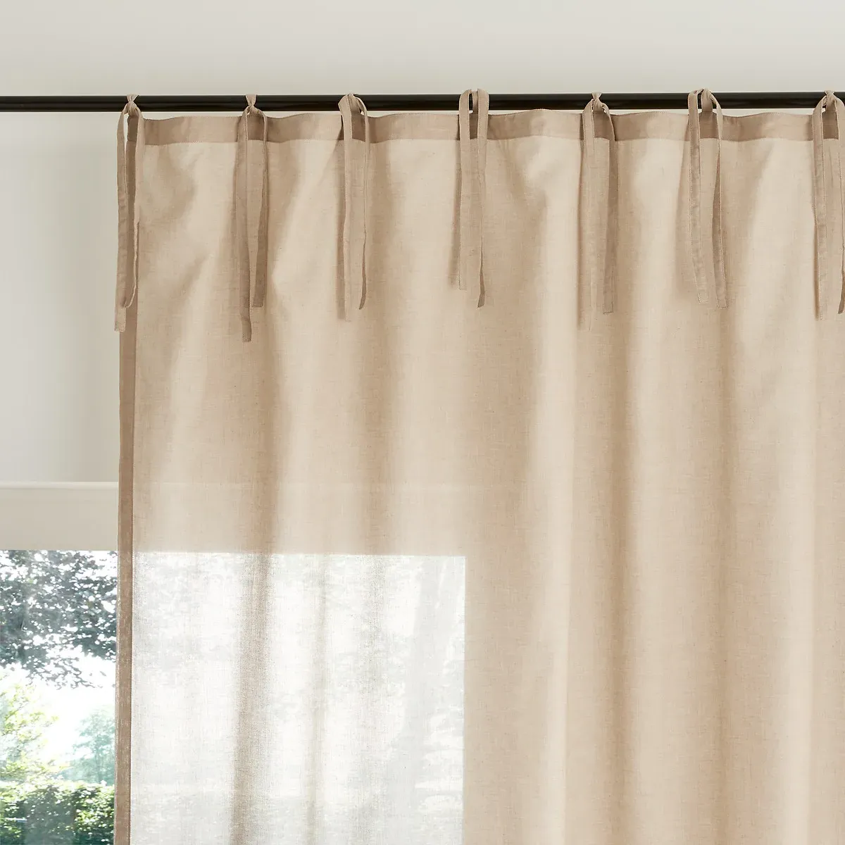 Scenario Tie-Finish Sheer Curtain Panel - Natural, Polyester Cotton alternate view