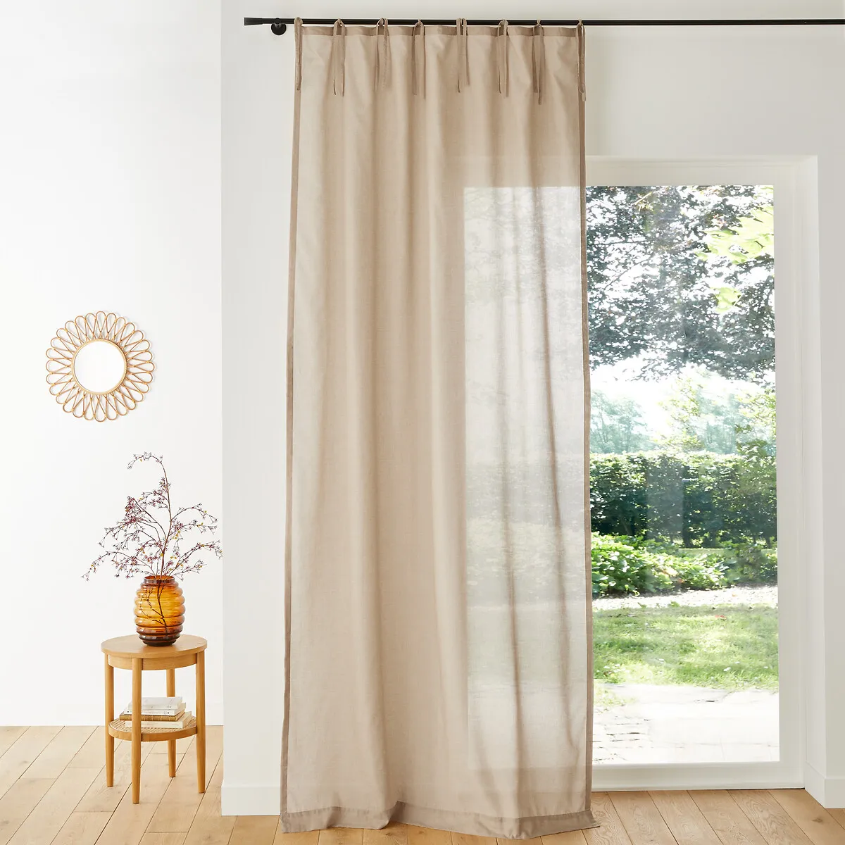 Scenario Tie-Finish Sheer Curtain Panel - Natural, Polyester Cotton product