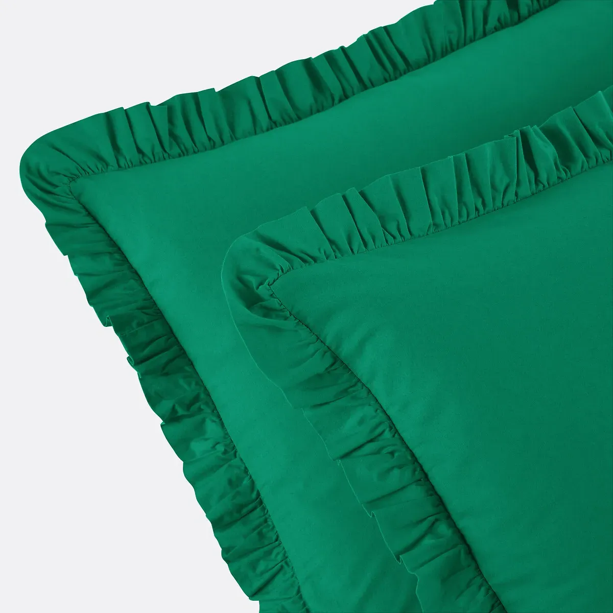 Scenario Washed Cotton Ruffle Pillowcase - Emerald Green product