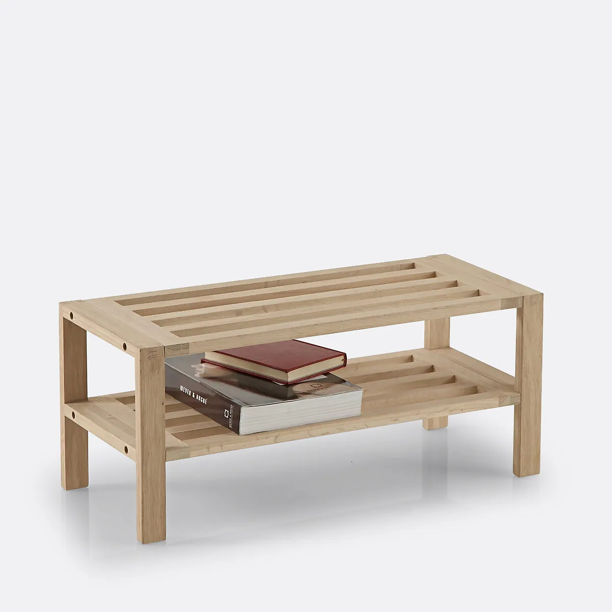 Selfrid 2-Shelf Shoe Cabinet - Light Wood, Solid Oak product
