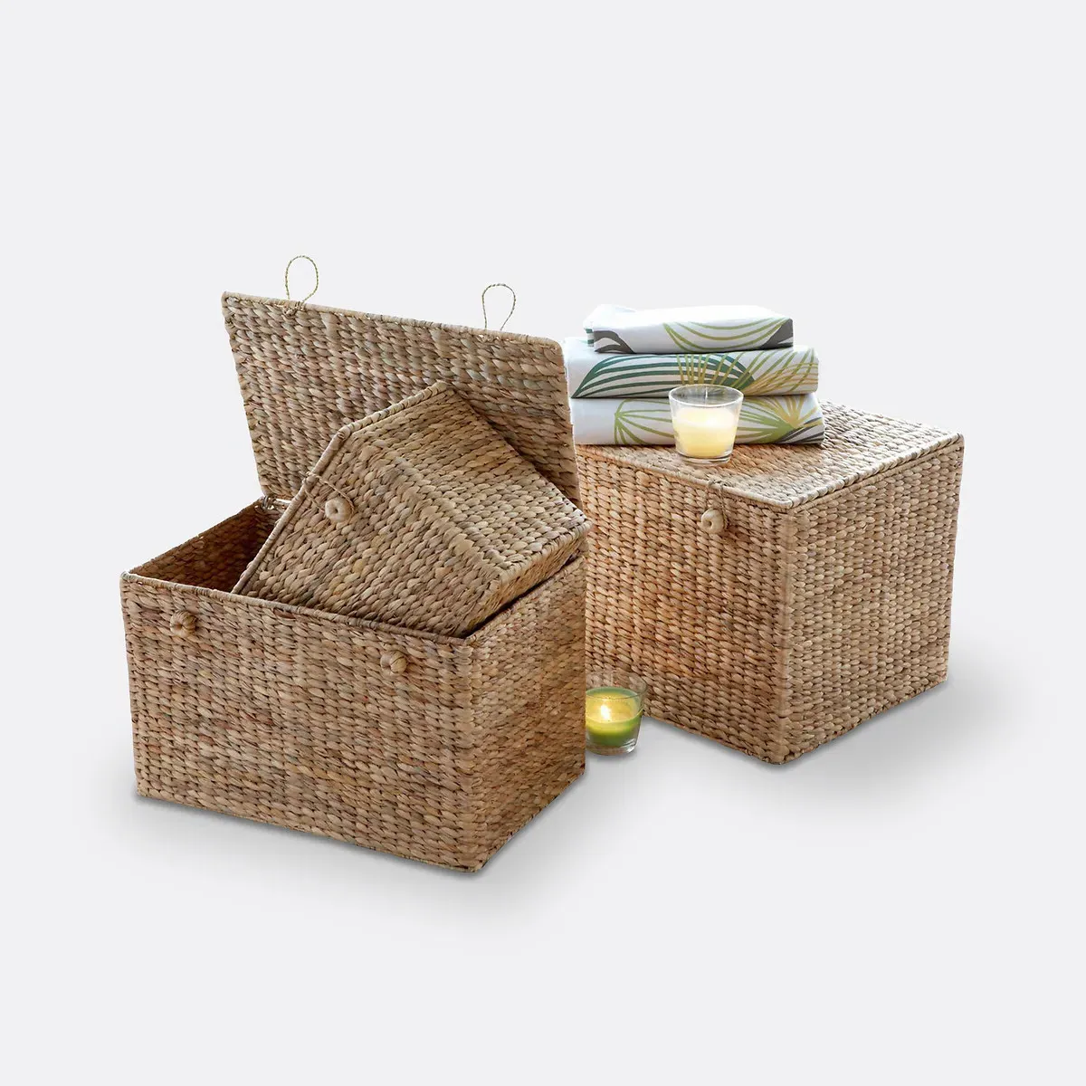 Semra Sea Hyacinth Storage Boxes - Natural Beige, Seagrass product