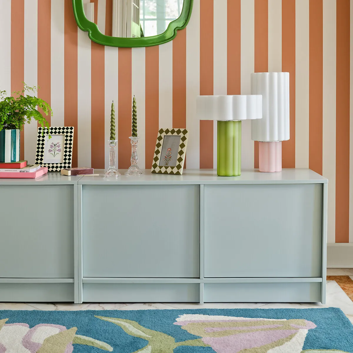 Senssia Low Sideboard with 2 Doors - Pale Green, Oak Veneer alternate view
