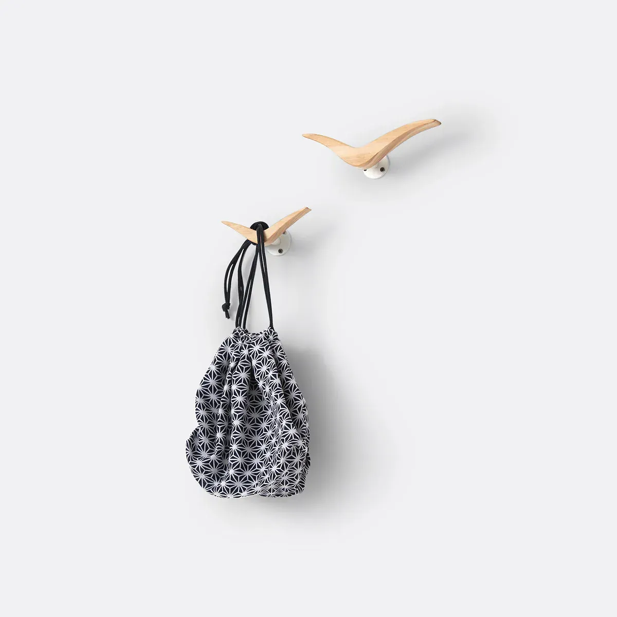 Set of 2 Bird-Shaped Wall Hooks - Natural, Metal & Pine alternate view