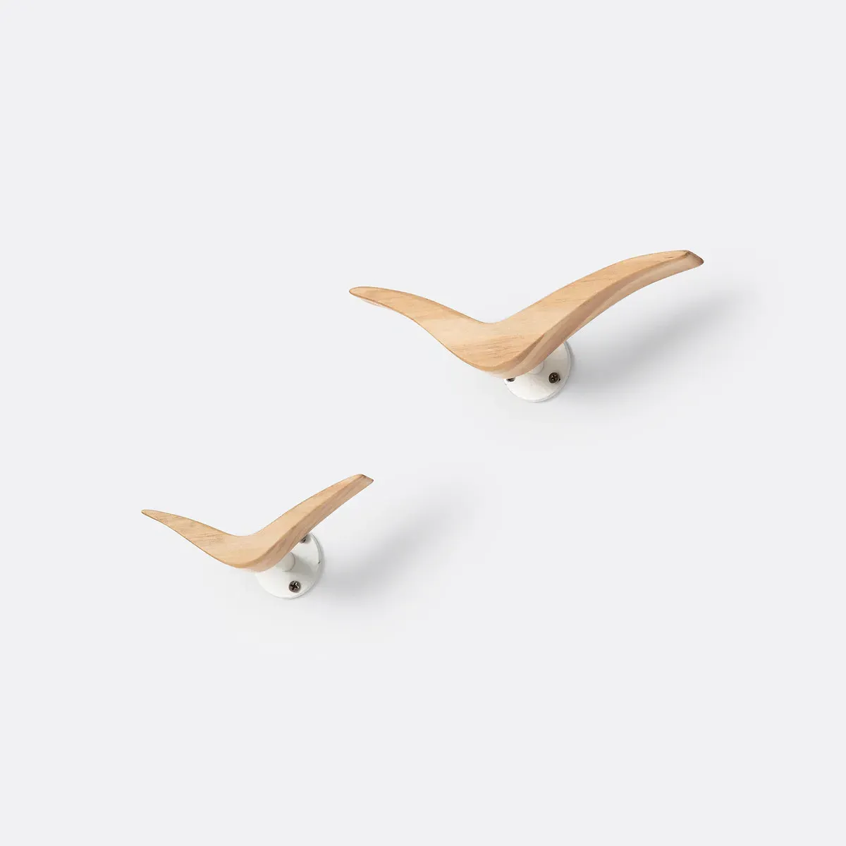 Set of 2 Bird-Shaped Wall Hooks - Natural, Metal & Pine product