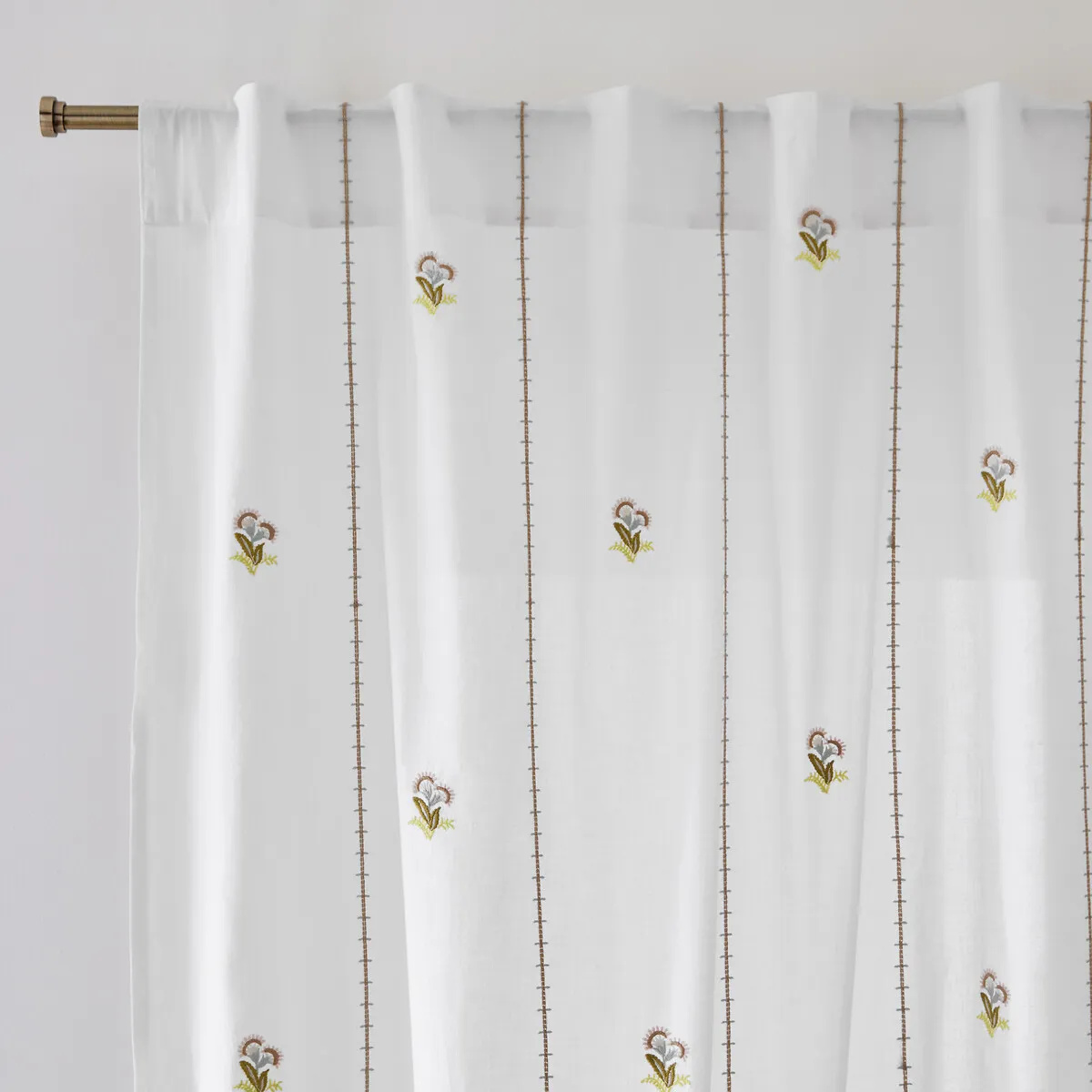 Shimani Embroidered Voile Panel - White, Cotton product