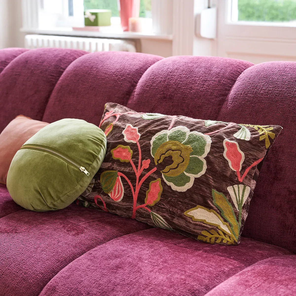 Sidonie Cushion Cover - Multi-Coloured, Panne Velour alternate view