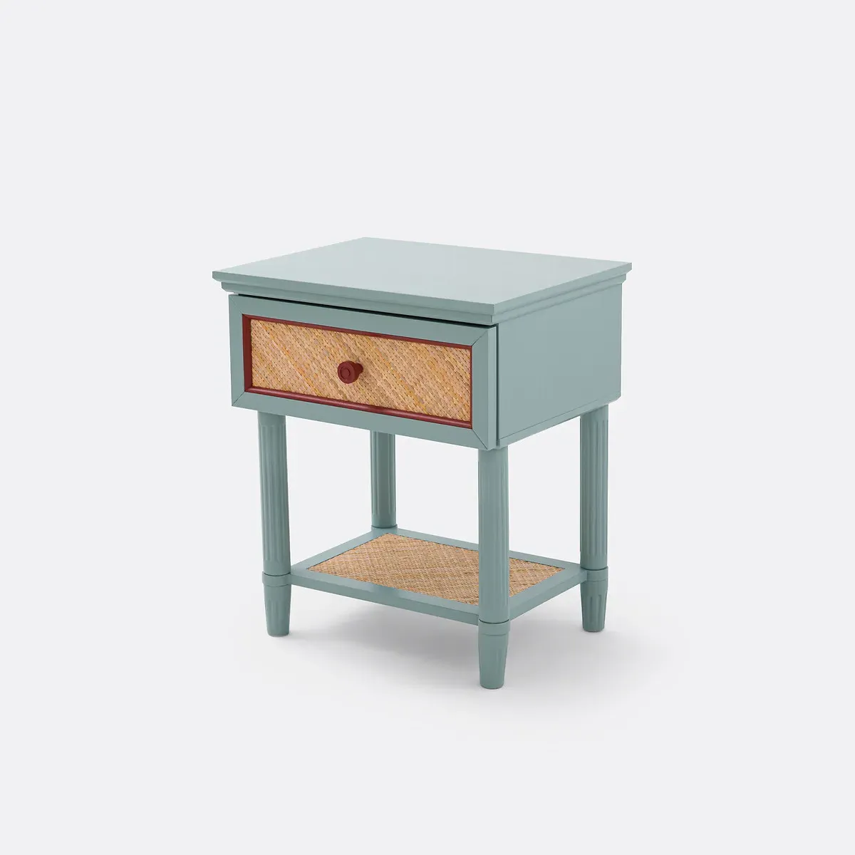Sidore 1 Drawer Bedside Table - Pale Green, Rattan product