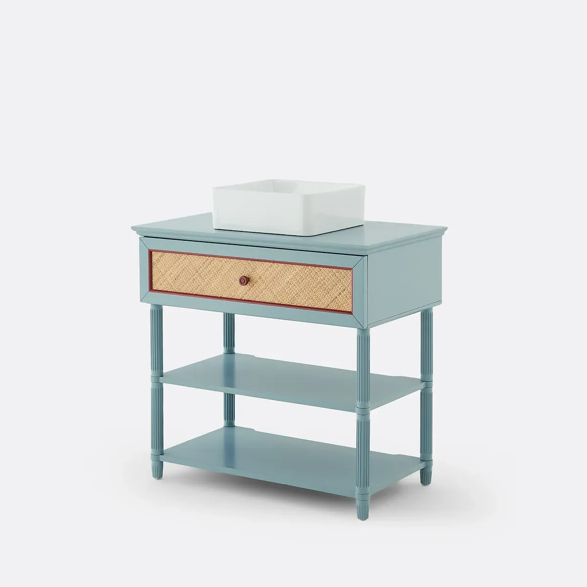 Sidore W85cm Vanity Unit - Pale Green, Rattan product