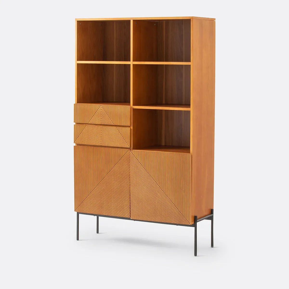Signatures Lodge Bookcase with Doors and Drawers - Walnut, Oak Veneer alternate view