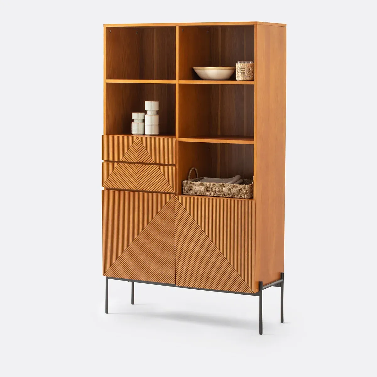 Signatures Lodge Bookcase with Doors and Drawers - Walnut, Oak Veneer product