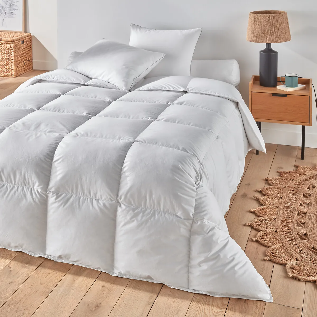 Single Goose Down Winter Duvet Anti-Mite - White, Cotton product
