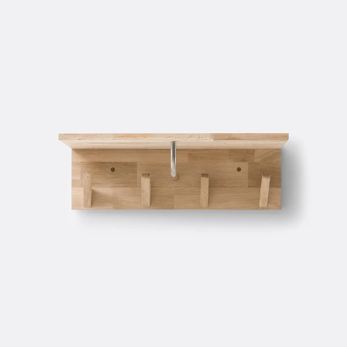 Slofia Wall Coat Rack with Shelf and 4 Hooks - Natural, Oak product